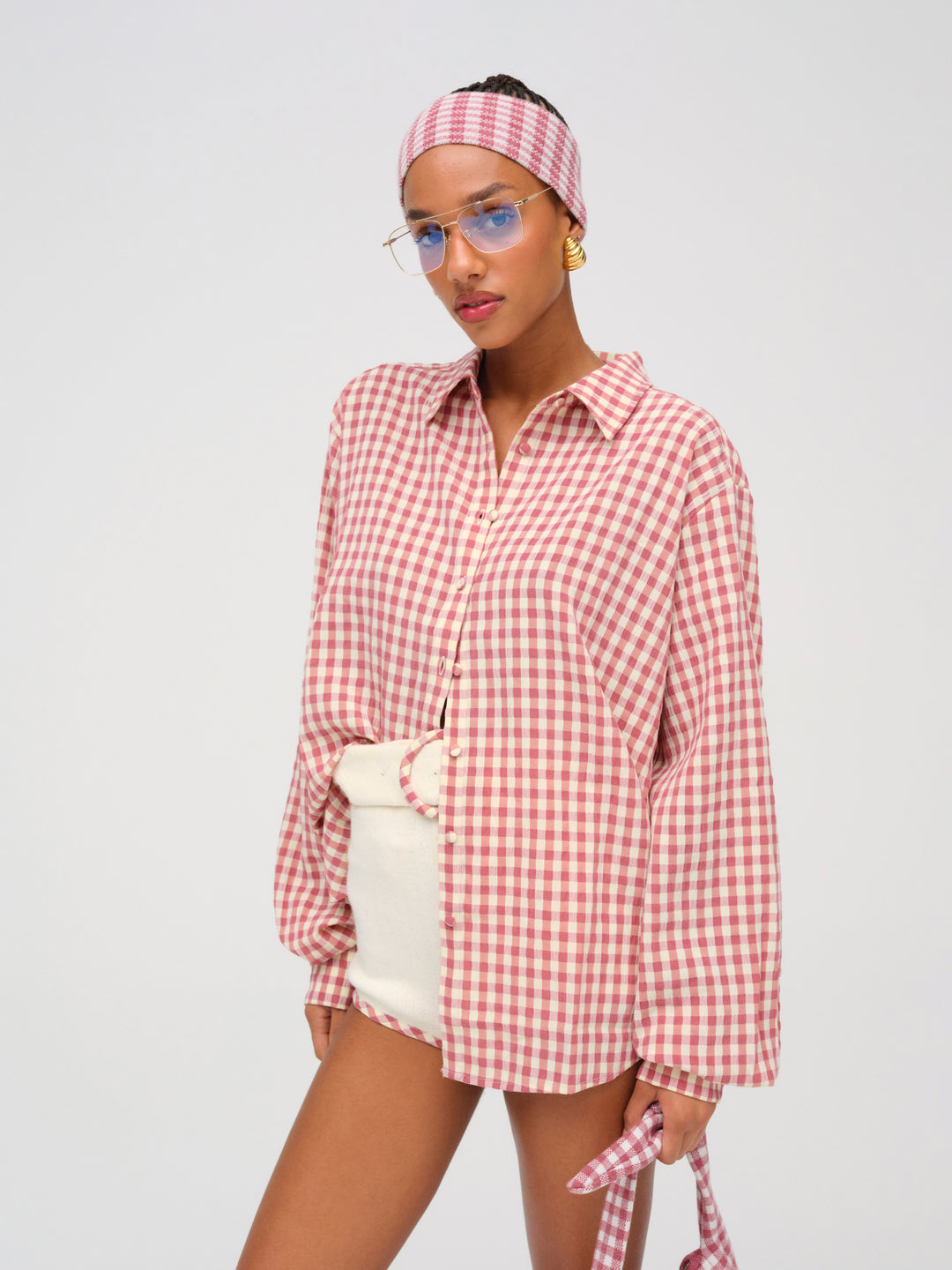 Georgia Gingham Button Down — Mauve