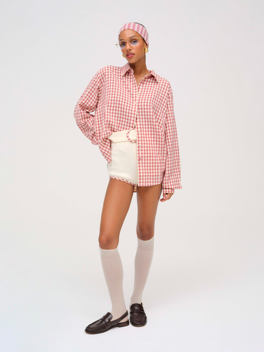 Georgia Gingham Button Down — Mauve