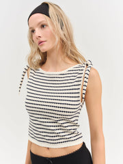 Regatta Stripe Knit Top — Cream
