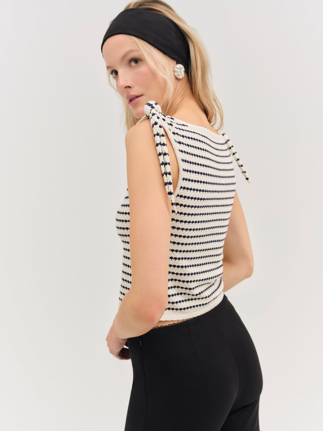 Regatta Stripe Knit Top — Cream