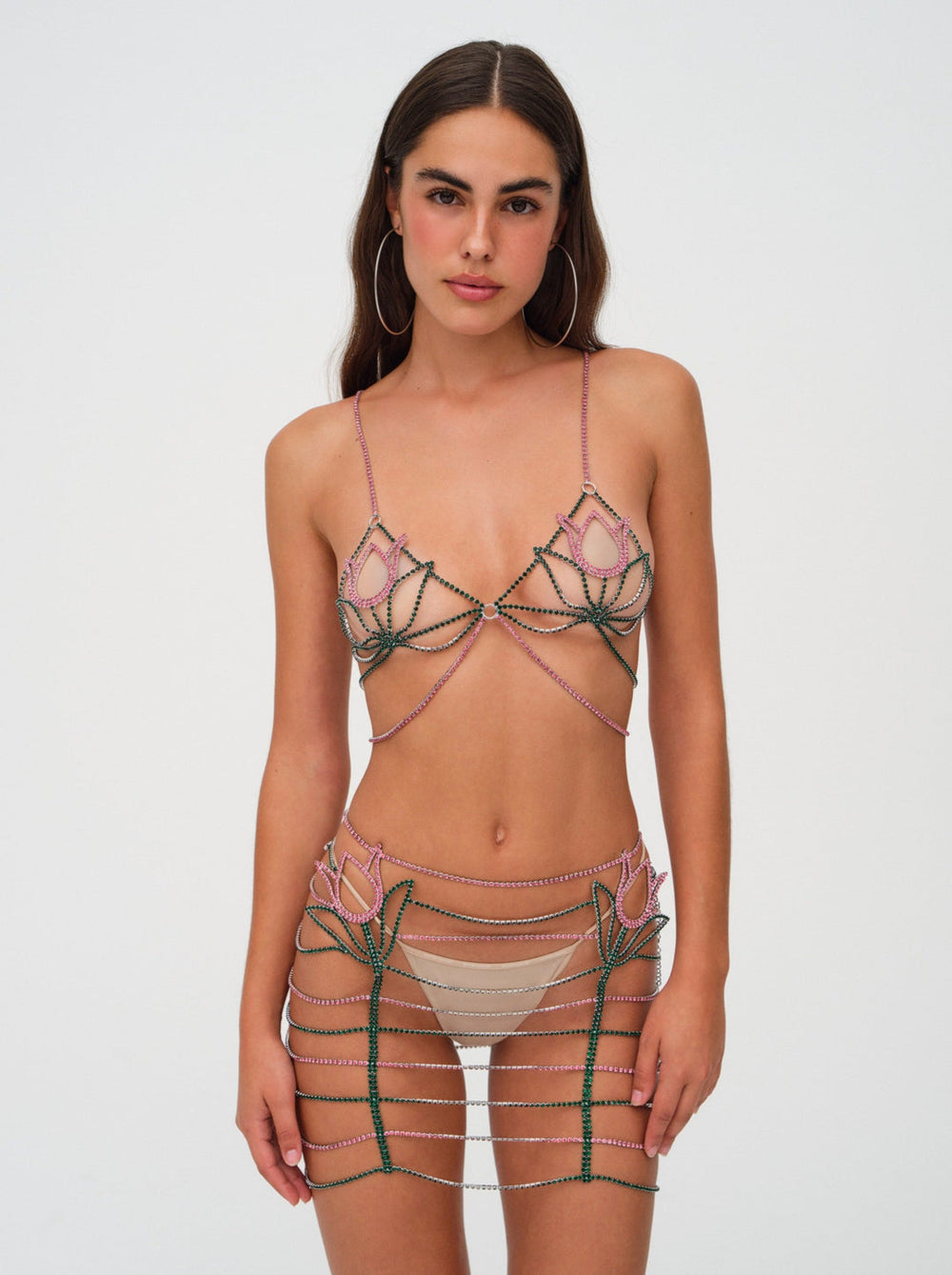 Tulip Rhinestone Bralette — Pink