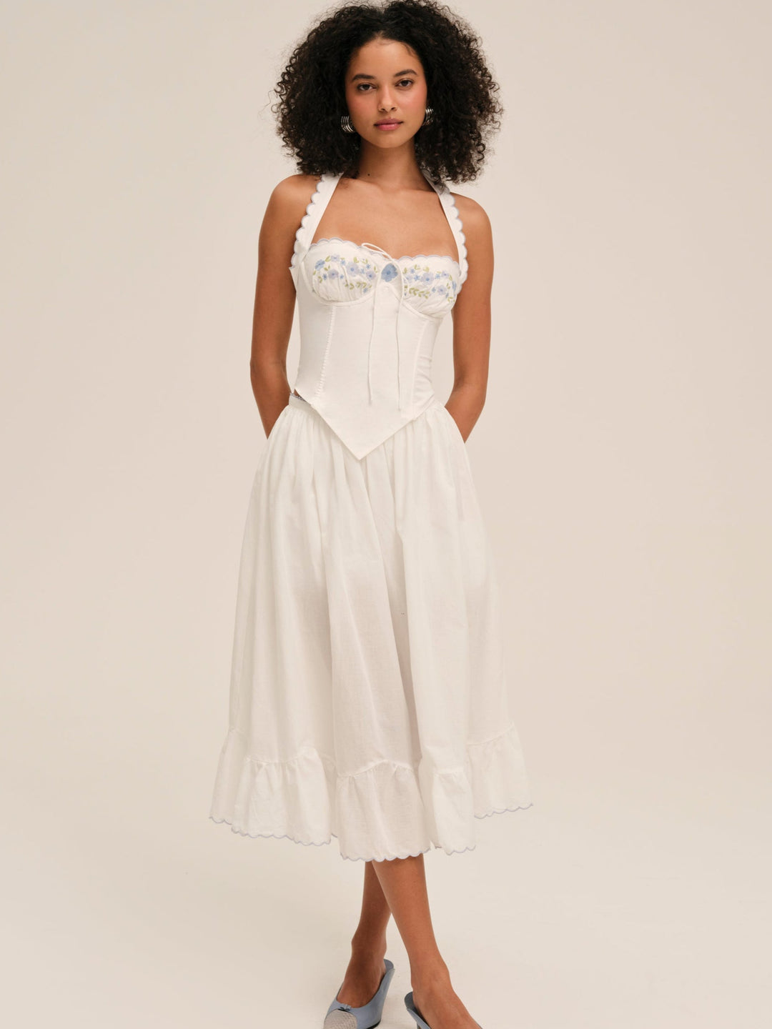 Tea Time Poplin Bustier — White