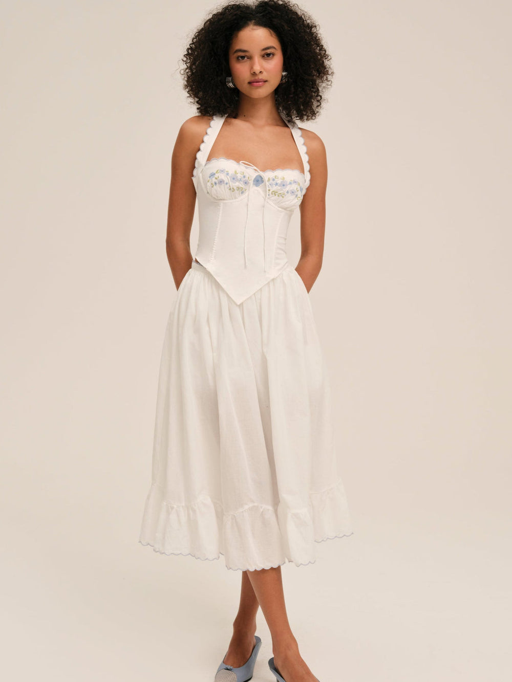 Tea Time Poplin Bustier — White