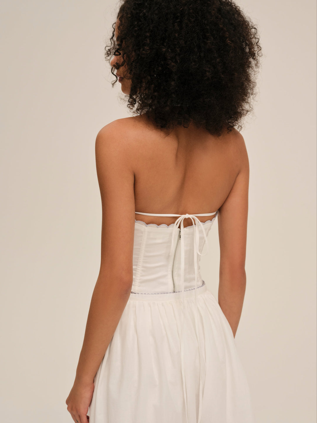 Tea Time Poplin Bustier — White