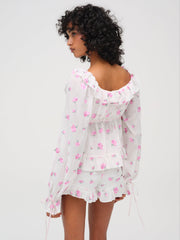 Fiona Floral Top — White