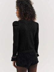 Naomi Knit Long Sleeve Top — Black