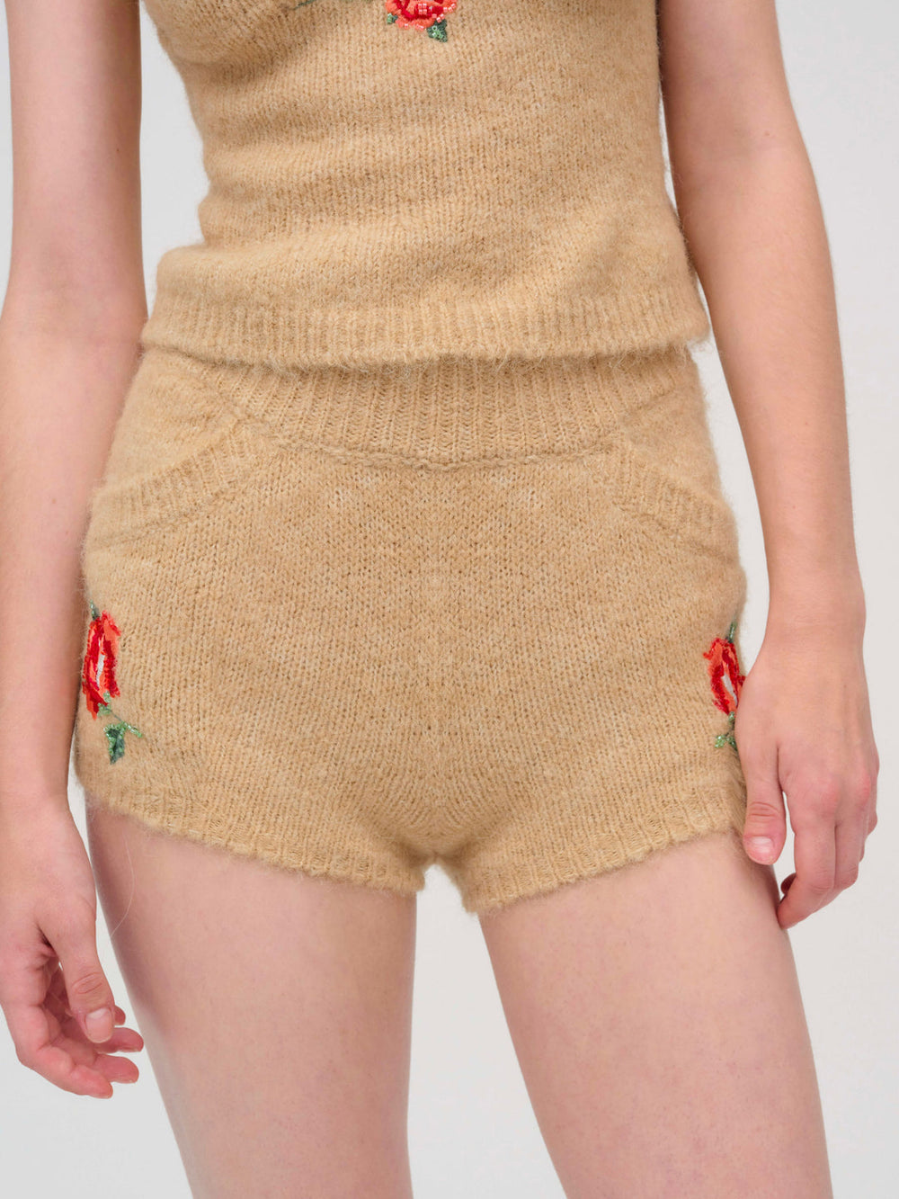 Grans Beaded Knit Short — Tan