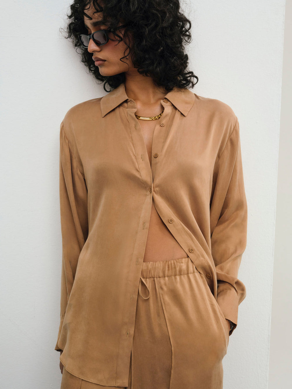 Clarabell Button Down Shirt — CAMEL