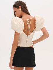 Frosted Organza Top — Cream
