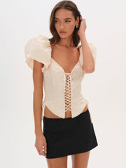 Frosted Organza Top — Cream
