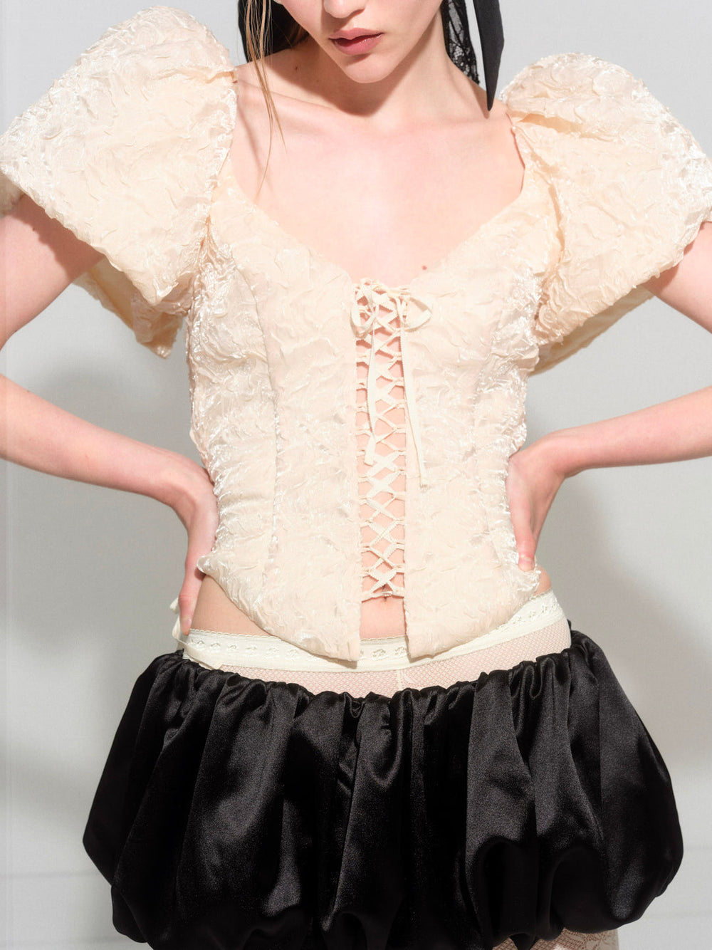 Frosted Organza Top — Cream