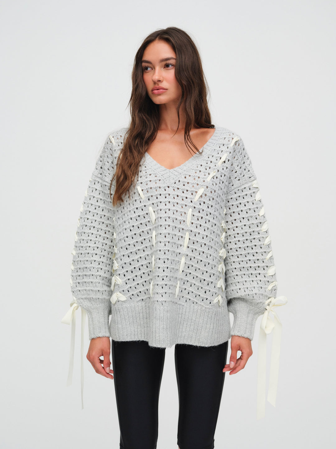 Liberty V Neck Sweater — Grey