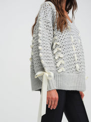 Liberty V Neck Sweater — Grey