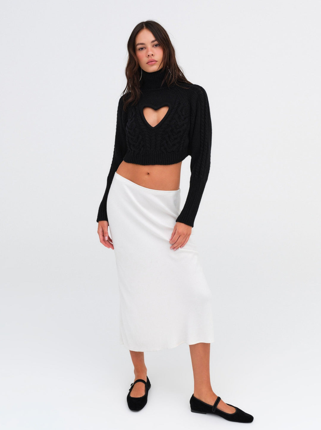 Vera Cropped Cut Out Sweater — Black