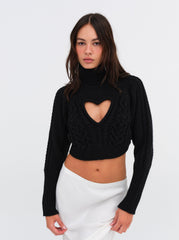 Vera Cropped Cut Out Sweater — Black