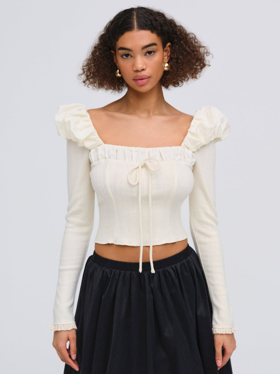 Aliyah Pointelle Top — Cream