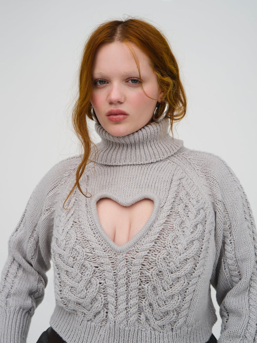 Vera Cropped Cut Out Sweater — Grey