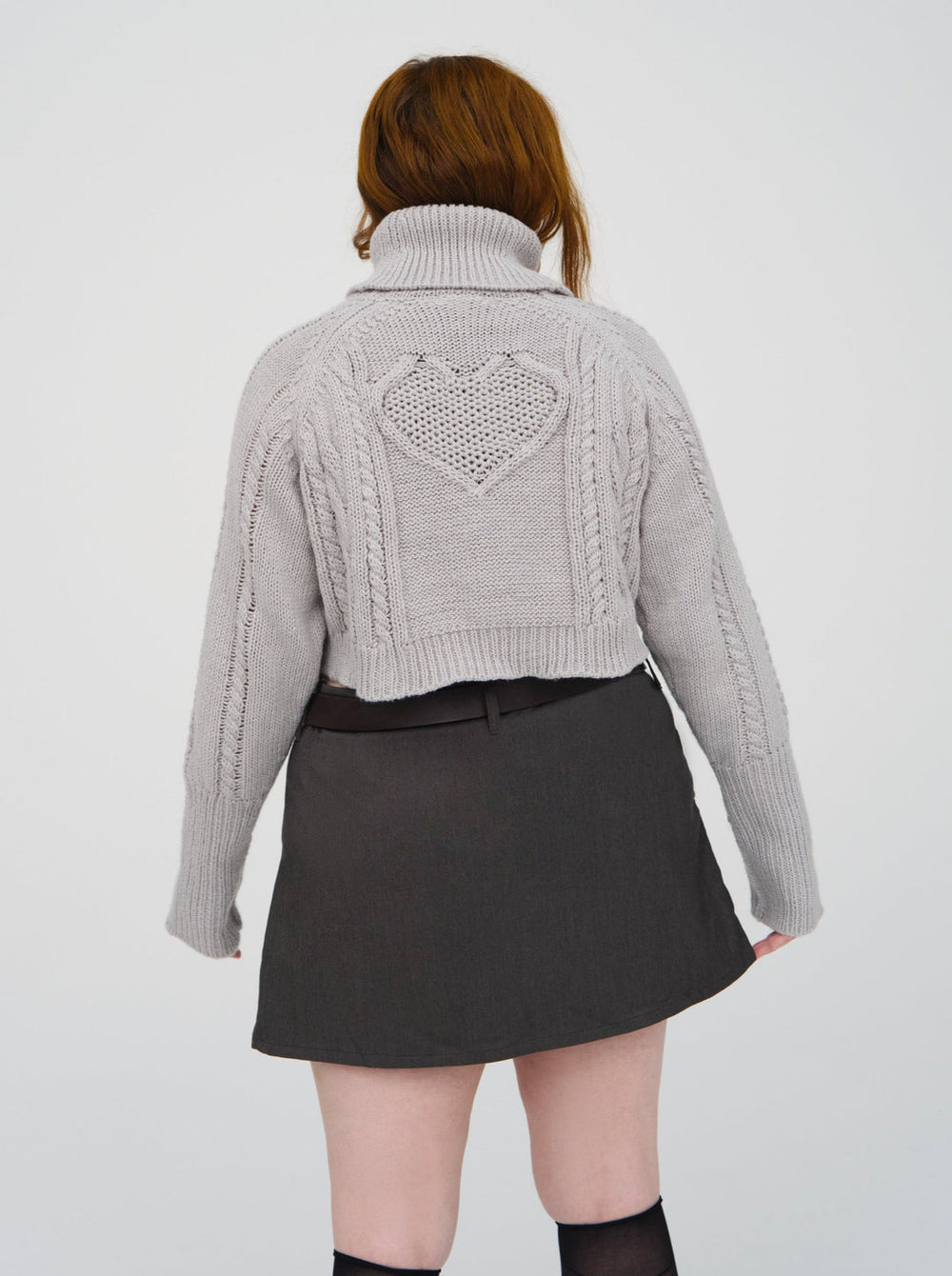 Vera Cropped Cut Out Sweater — Grey