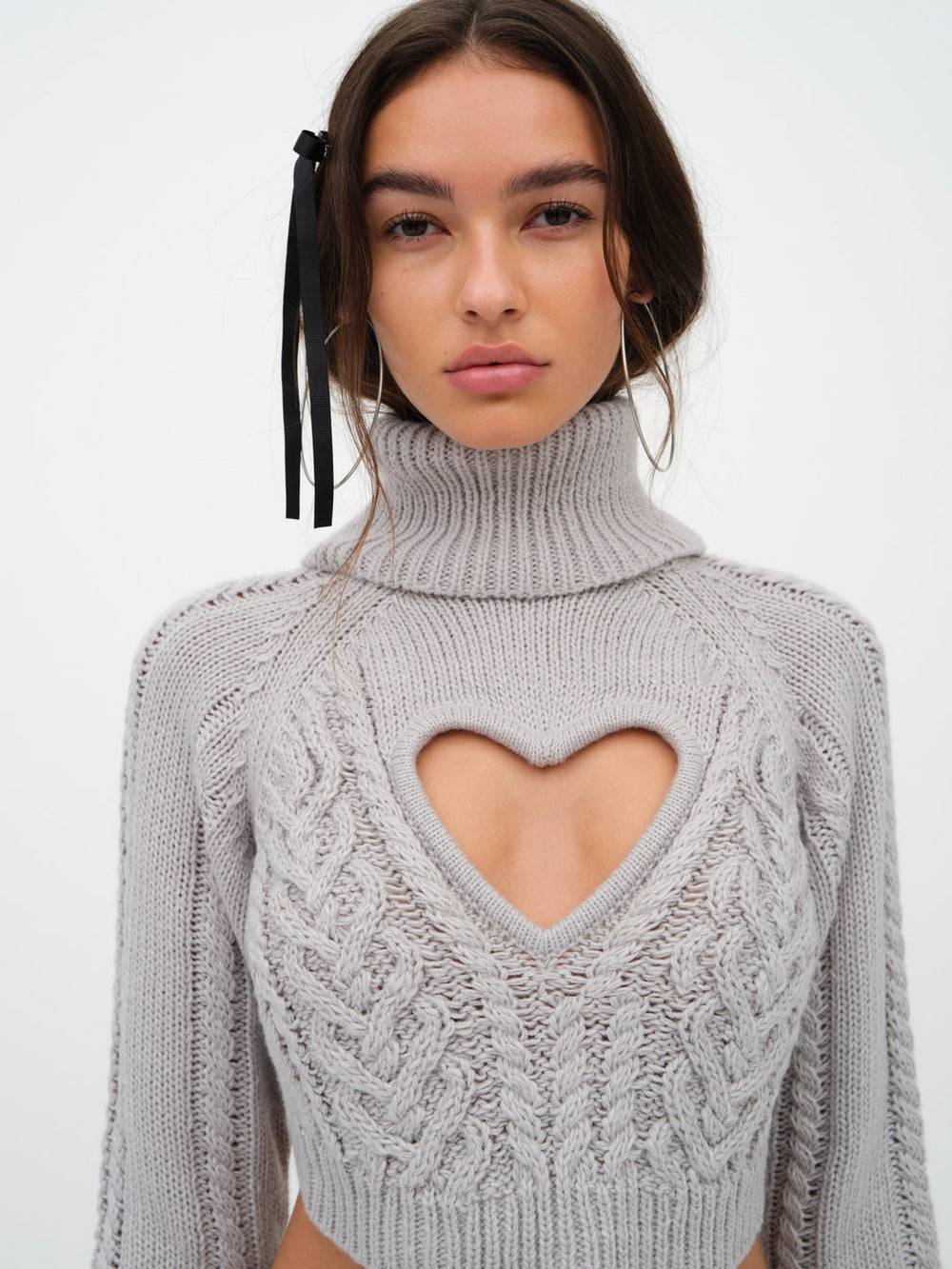 Vera Cropped Cut Out Sweater — Grey