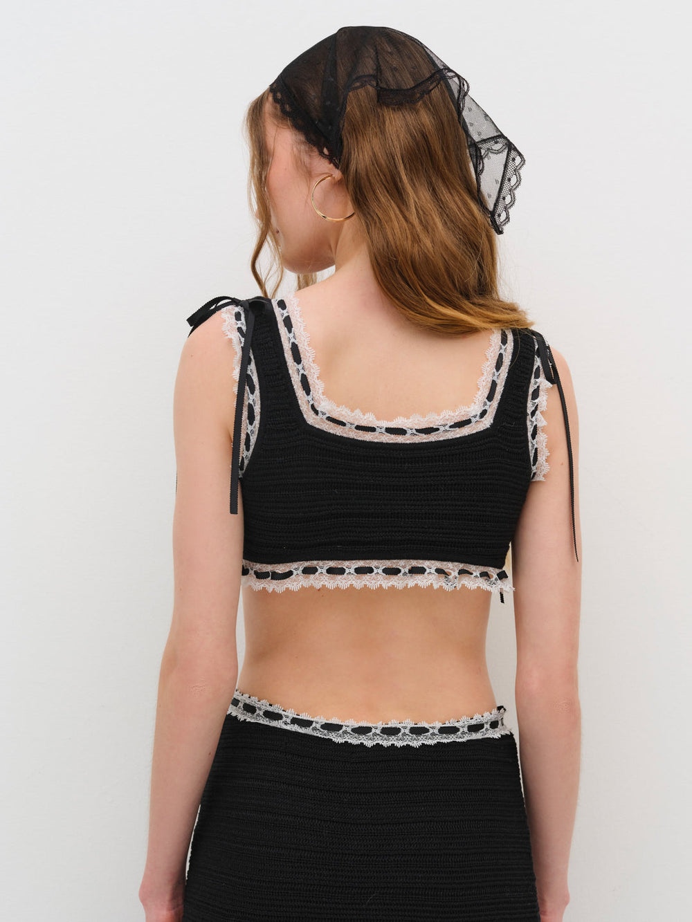 Mayfair Crochet Crop Top — Black