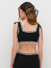 Mayfair Crochet Crop Top — Black