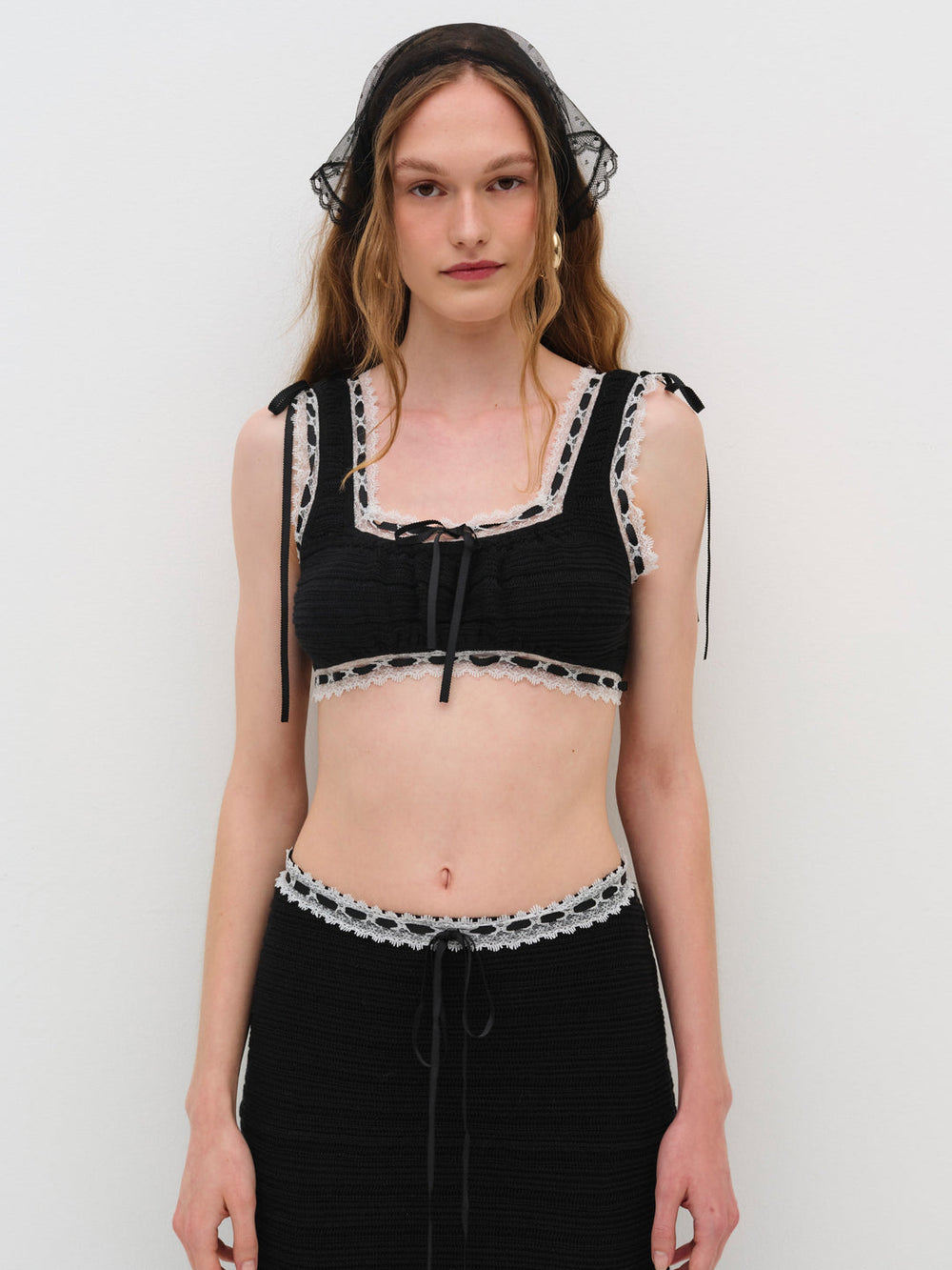 Mayfair Crochet Crop Top — Black
