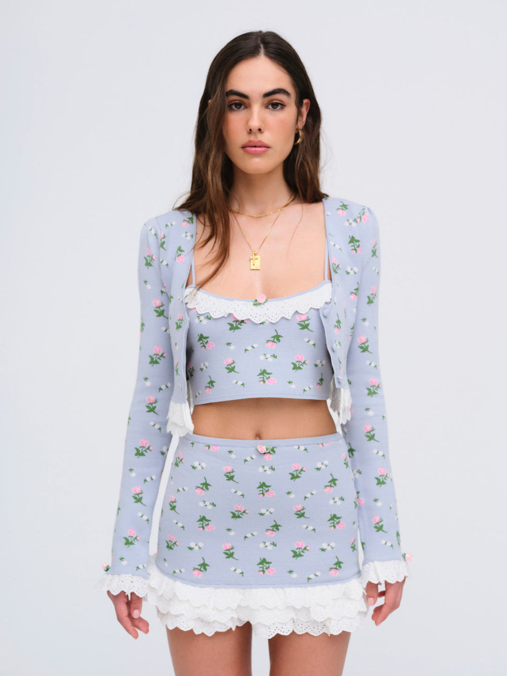 Amalia Knit Crop Top — Blue