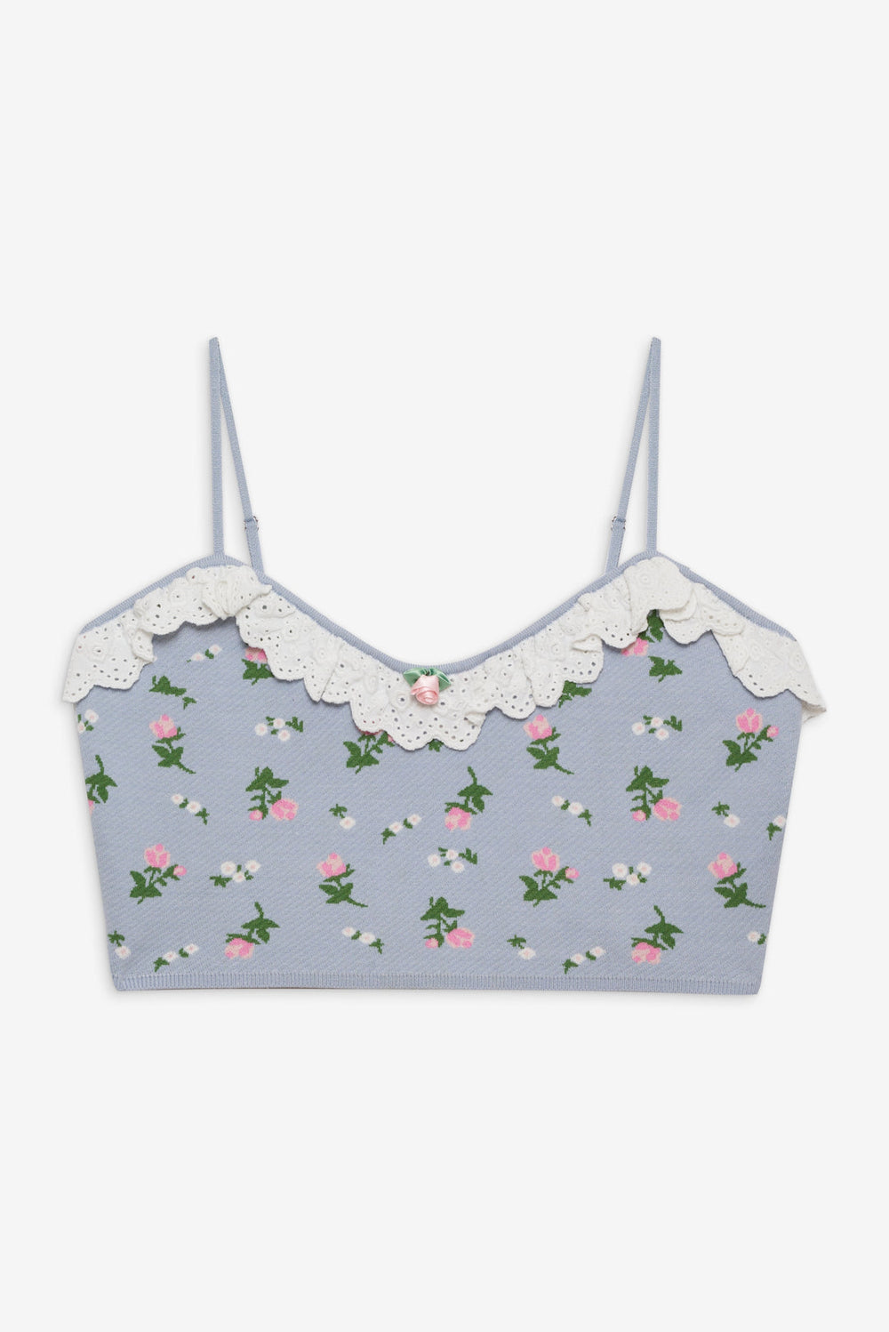 Amalia Knit Crop Top — Blue