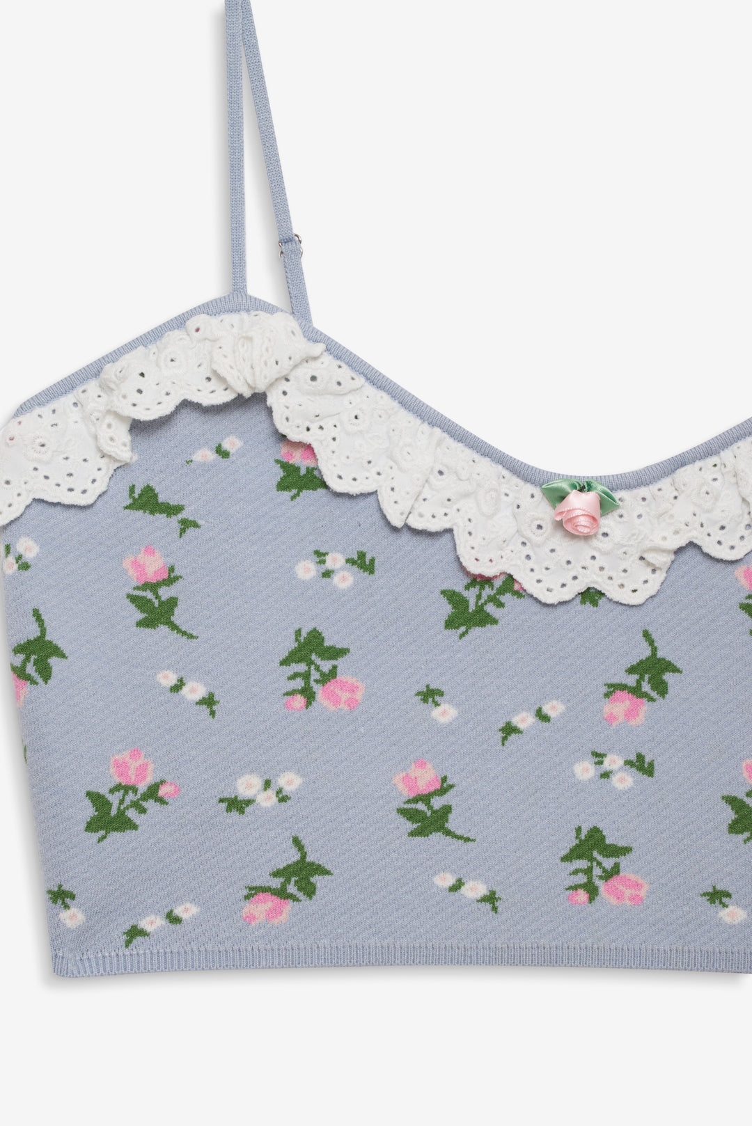 Amalia Knit Crop Top — Blue