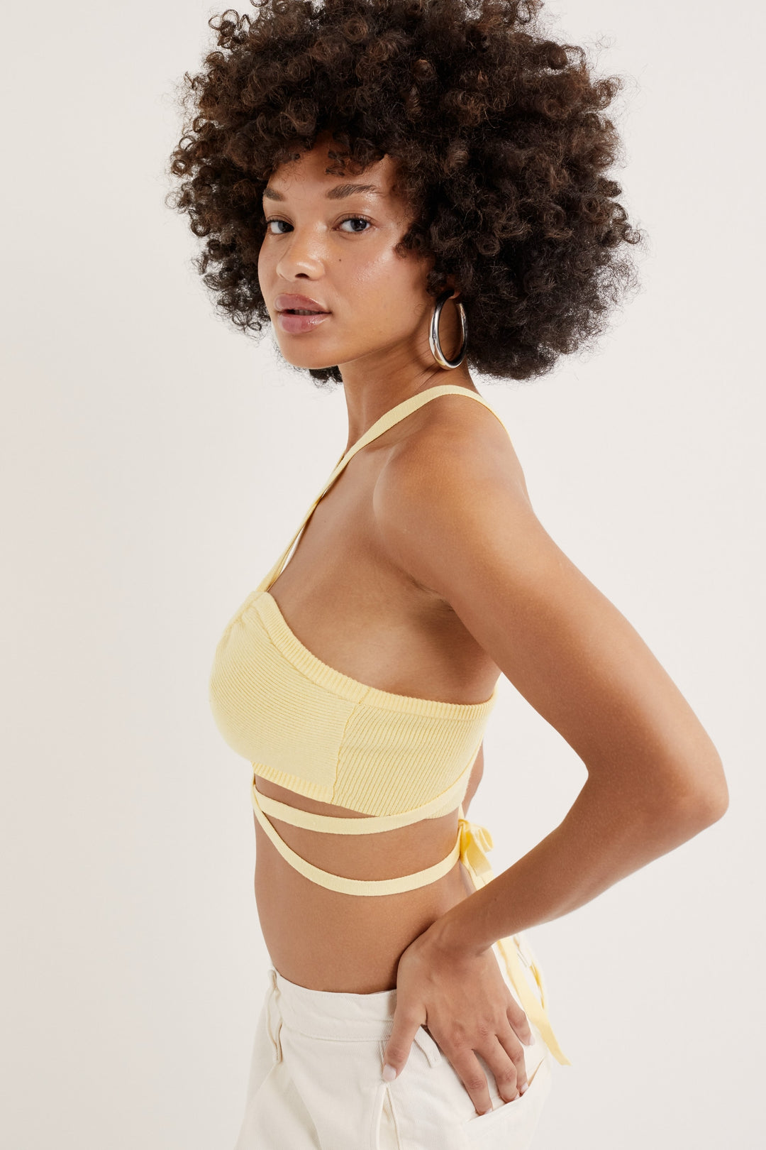 Jourdin Tie Crop Top — Yellow