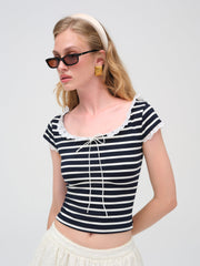 Suzette Stripe Top — Black