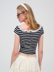 Suzette Stripe Top — Black