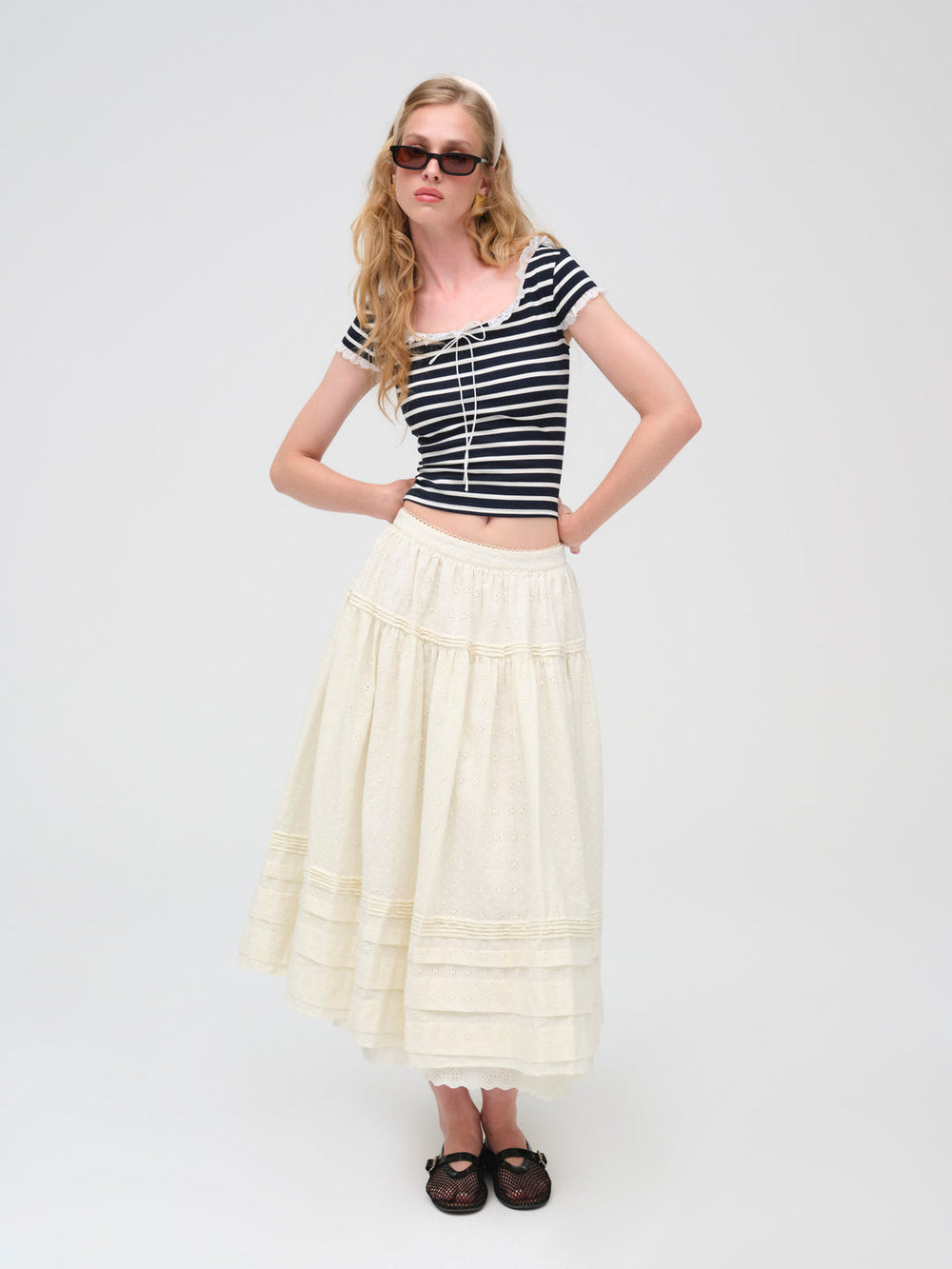 Suzette Stripe Top — Black