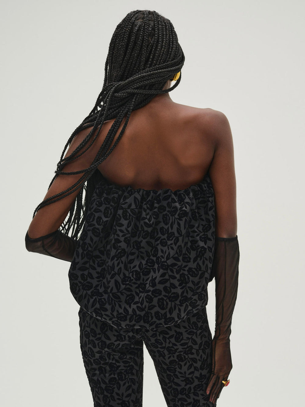 Midnight Velvet Bubble Top — Black