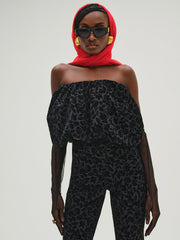 Midnight Velvet Bubble Top — Black