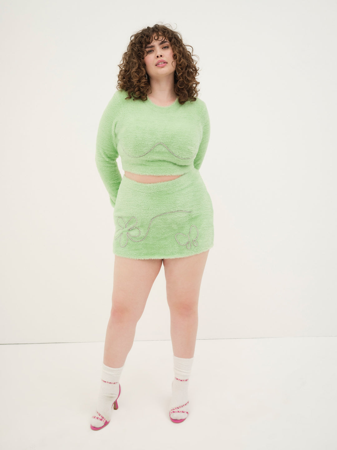 Reid Crop Sweater — Green