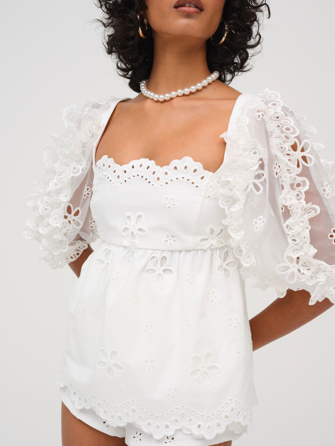 Daisy Eyelet Top — White
