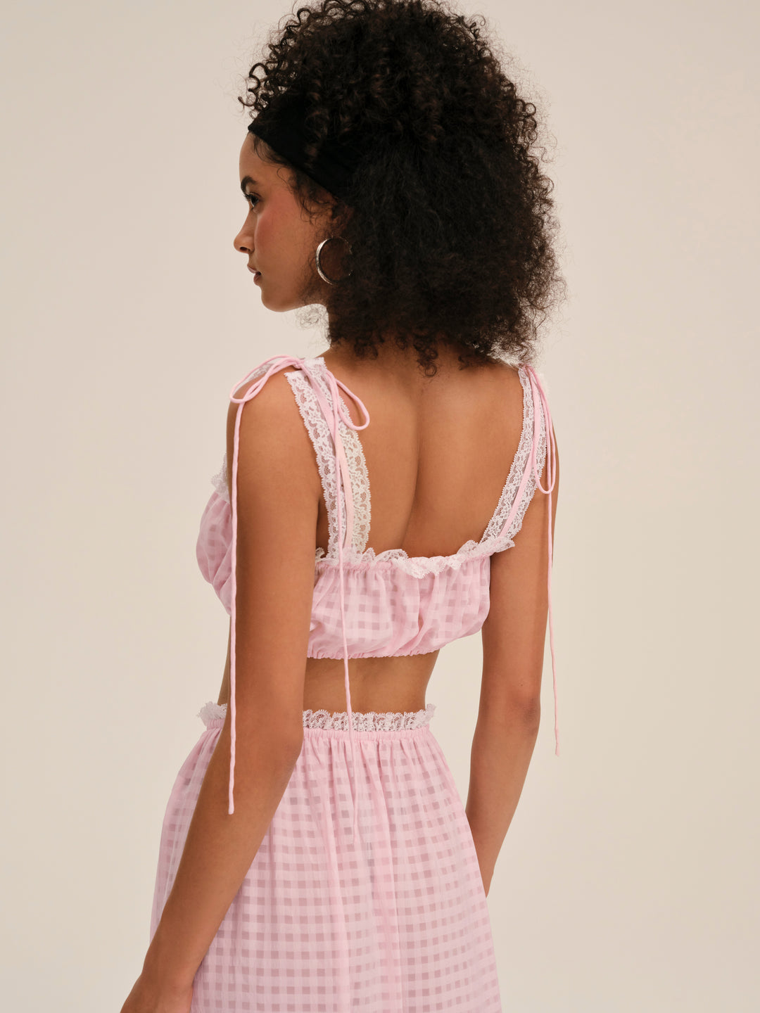 Ginny Gingham Crop Top — Pink