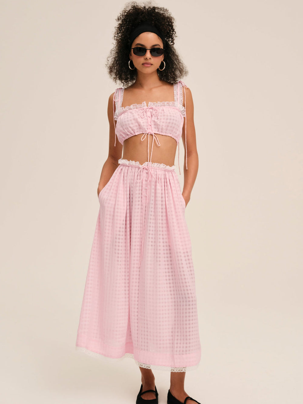 Ginny Gingham Crop Top — Pink