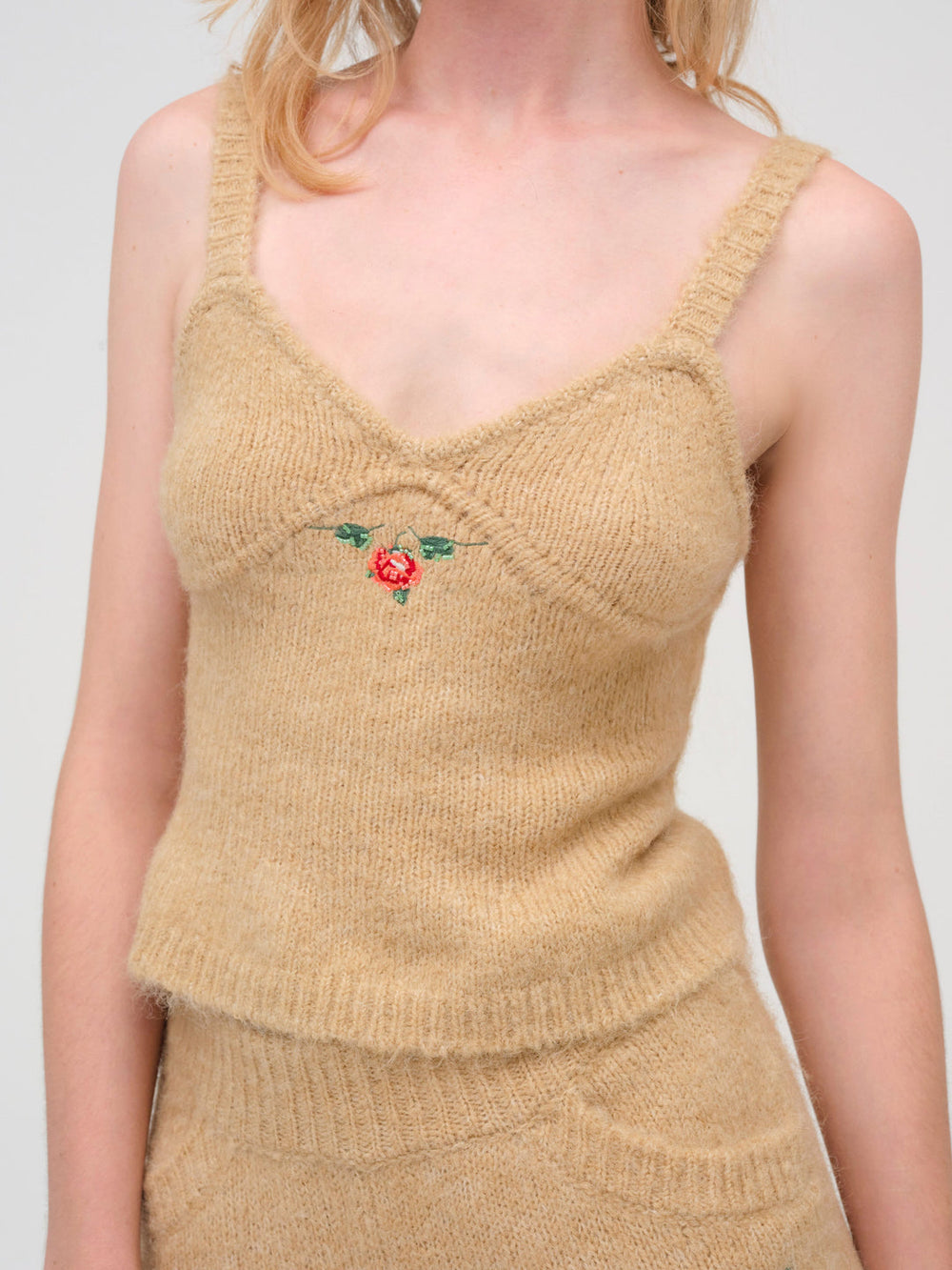 Grans Beaded Knit Tank — Tan