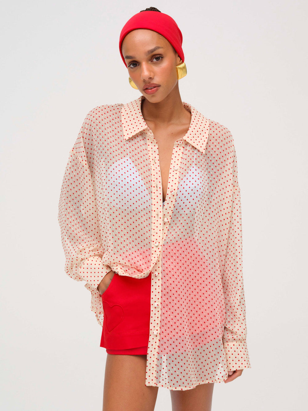 Love Dot Button-Up Top — Cream