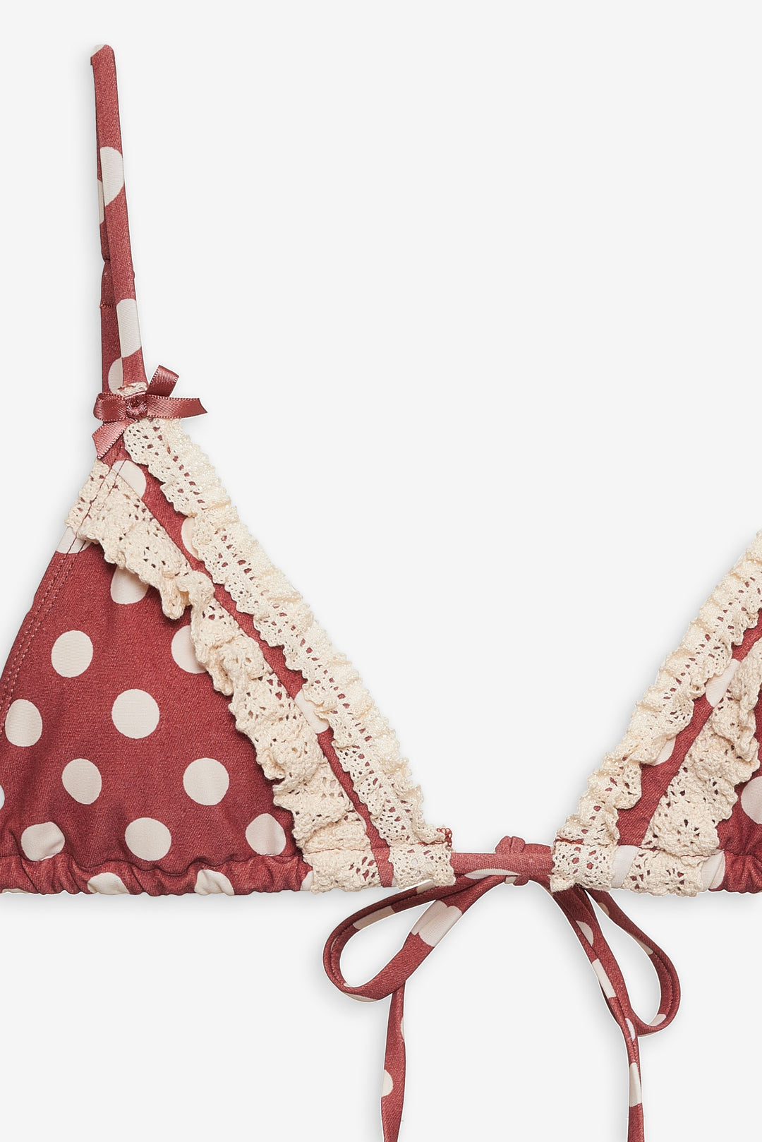 Dolly Dot Triangle Bikini Top — Red