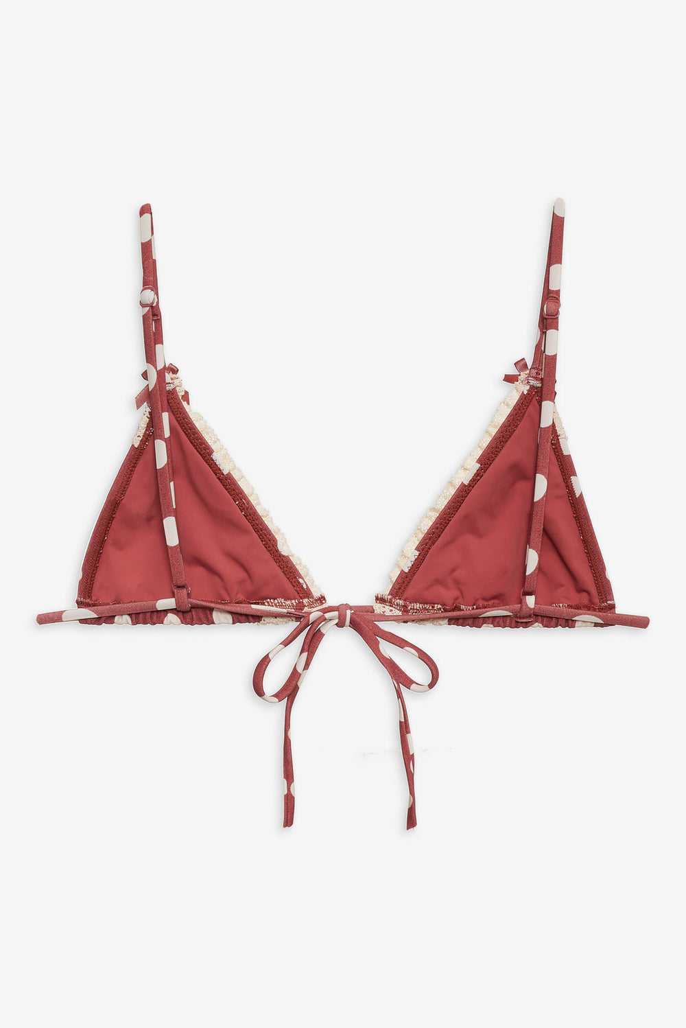Dolly Dot Triangle Bikini Top — Red