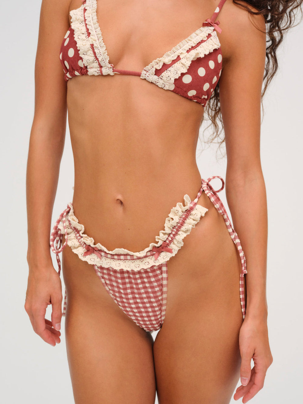 Gingham Bikini Bottom — Red