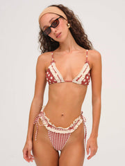 Gingham Bikini Bottom — Red