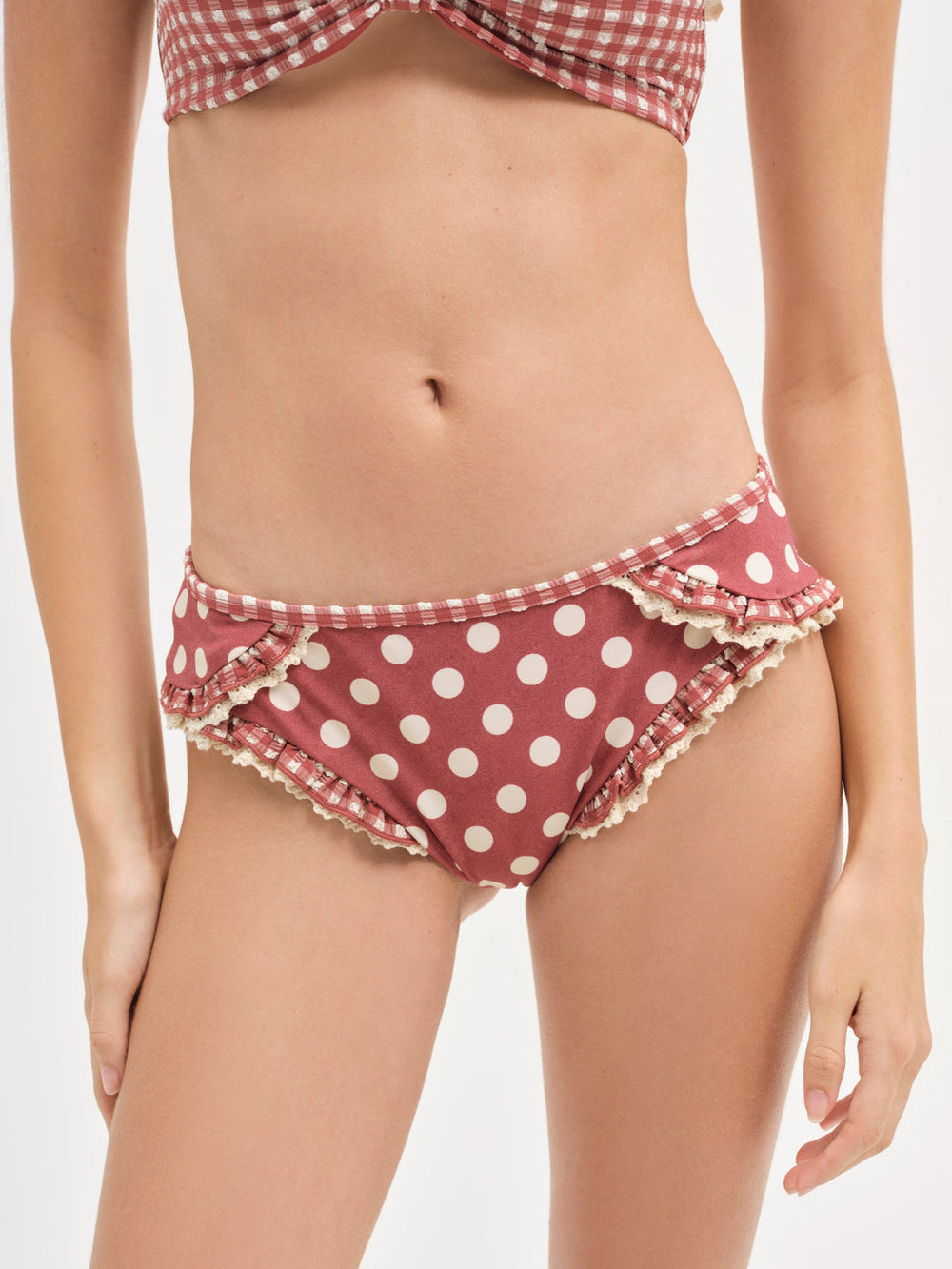 Dolly Dot Bikini Bottom — Red