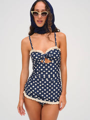 Denim Dot One Piece Swimsuit — Blue