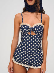 Denim Dot One Piece Swimsuit — Blue