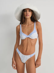 Floral Stems Bikini Bottom — White