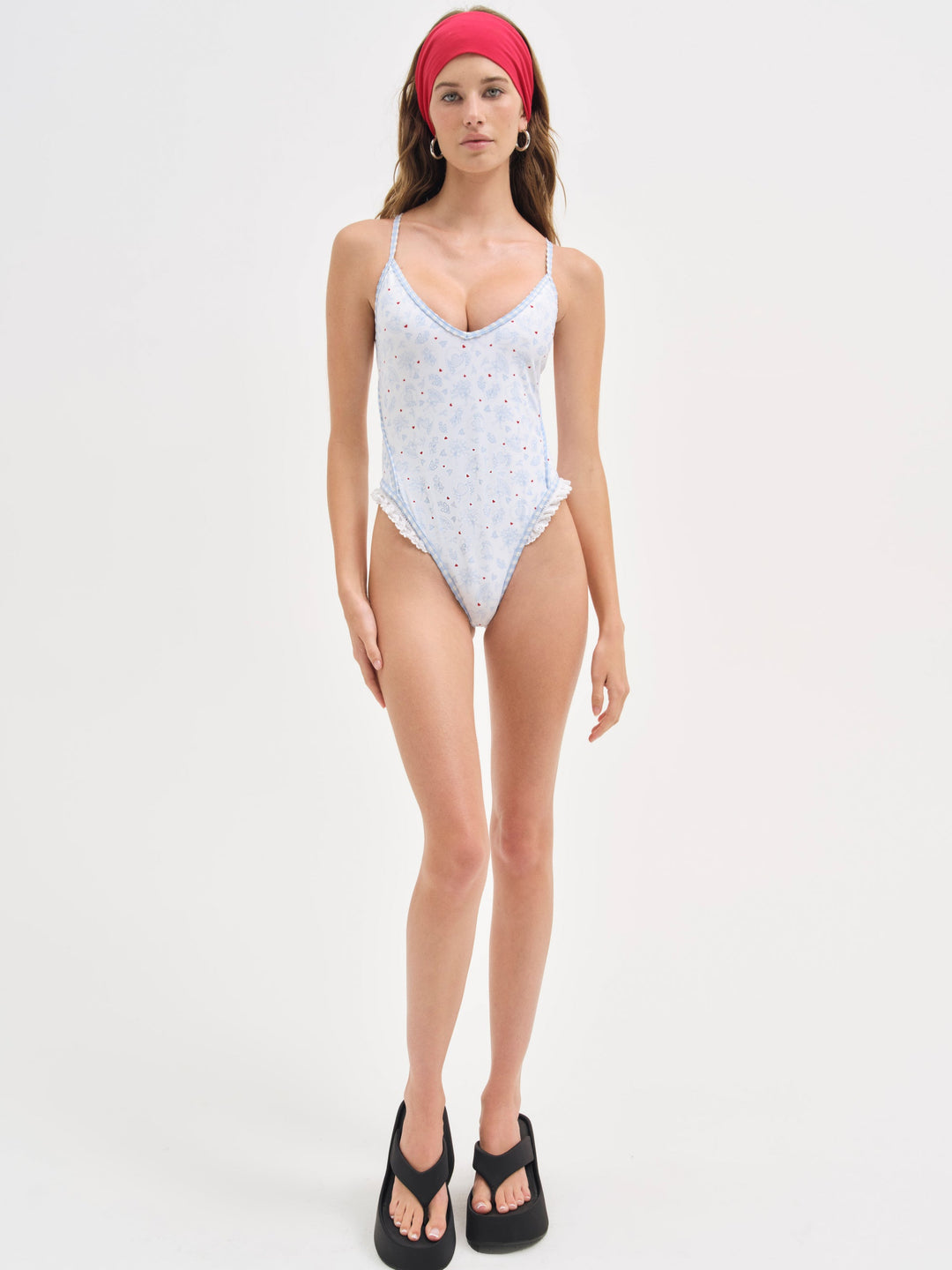 Strappy One Piece Swimsuit — Blue